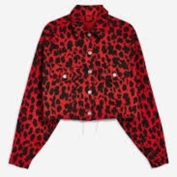 Topshop Moto Jacket - Red Cheetah - NWT - Picture 4 of 4